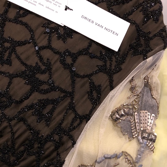 Beaded Designer Dries Von Noten silk long sleeve top with elastic waist - Picture 9 of 15